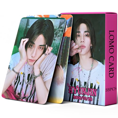 Stray Kids Photocards Kpop Stray Kids ATE Album Photocards 55PCS StrayKids Lomo Cards ATE Photo Cards Straykids Merch Felix Photo Hyunjin Postcards(HYUNJIN)