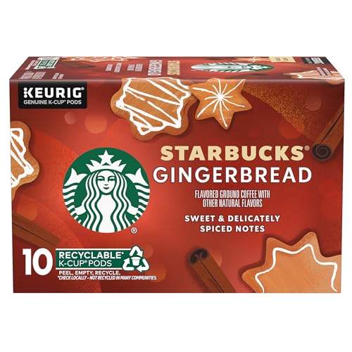 Image of Starbucks Flavored Coffee K-Cup Pods, Gingerbread for Keurig Brewers, Holiday Limited Edition, 10 Count