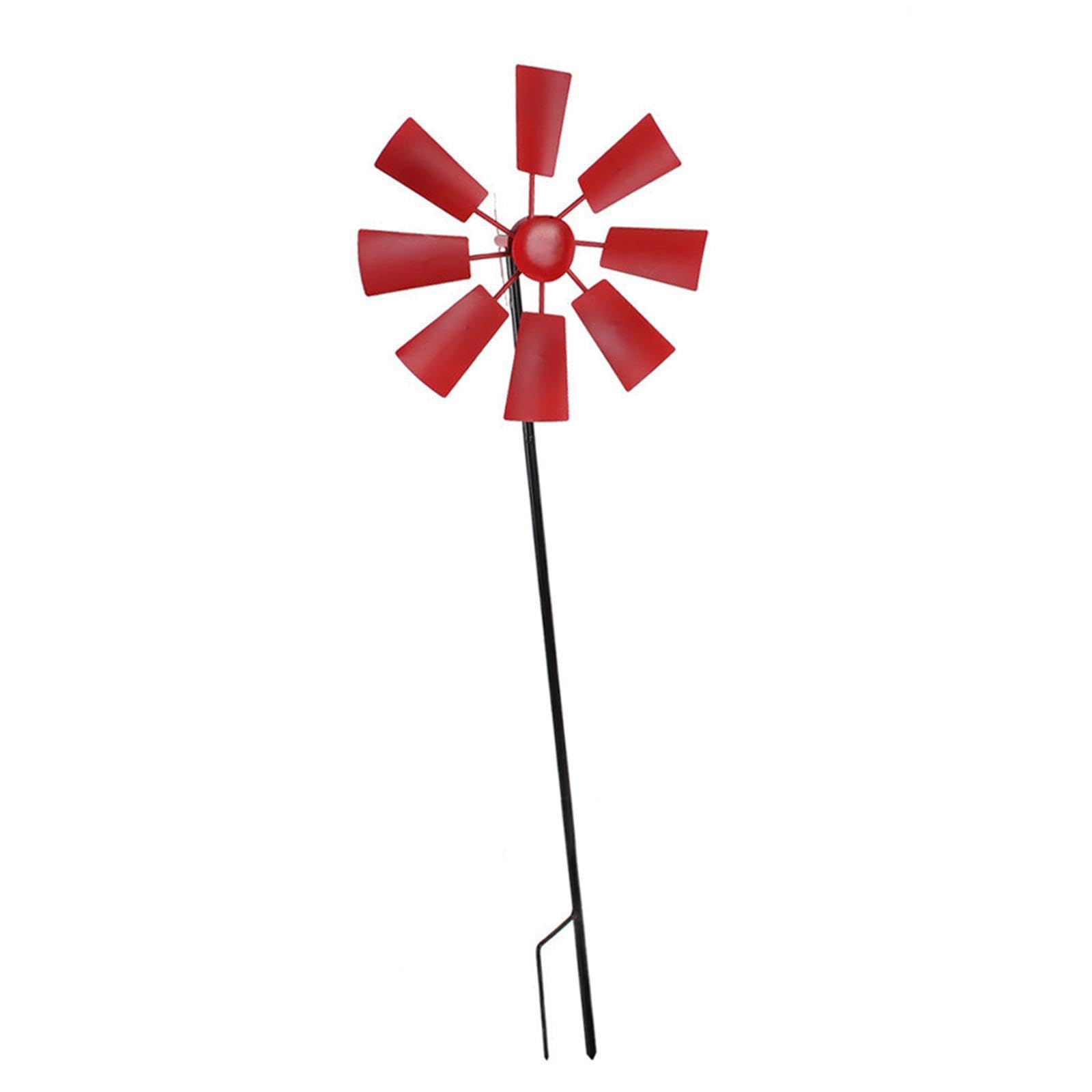 QIXCXAZ Enchanting Metal Windmill Outdoor Art Sculpture Adds Dynamic Movement To Garden While Enhancing Beauty Wind Sculpture Metal Windmill Outdoor Yard, Red, 22x18x68cm