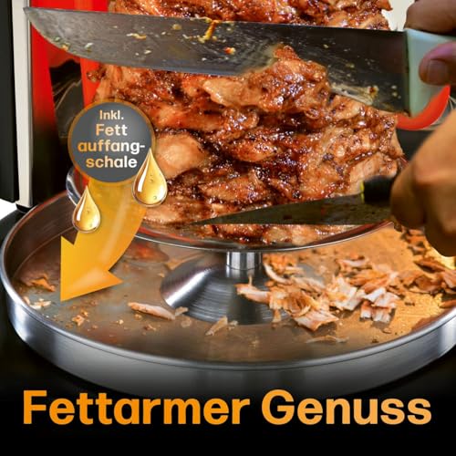 GOURMETmaxx Dönergrill | vertikaler Elektrogrill für Döner, Gyros, Schaschlik | Grill elektrisch mit Mittelspieß und 6 zusätzlichen Spießen, auch als Schaschlikgrill verwendbar – Bild 6