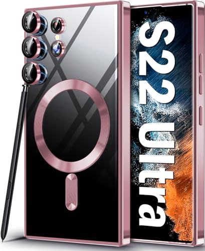 Coque Samsung S22 Ultra MagSafe rose transparente et souple en TPU antichoc