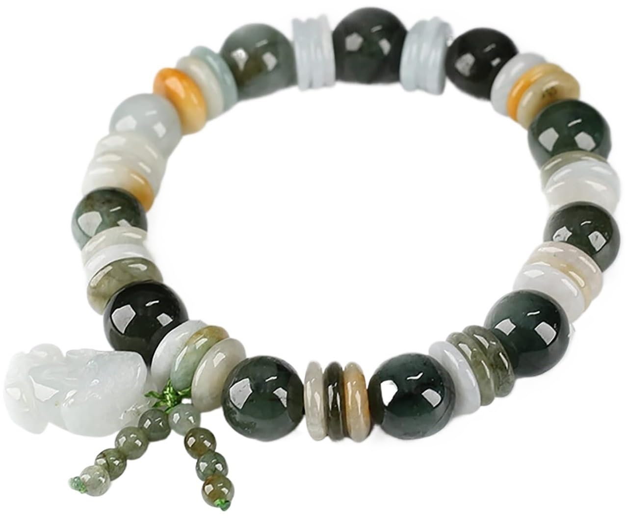 Nzpost Men's Pixiu Good Luck Bracelet, Natural Crystal Wealth Bracelet Lucky Charm Chakra Balance Bracelet Emera