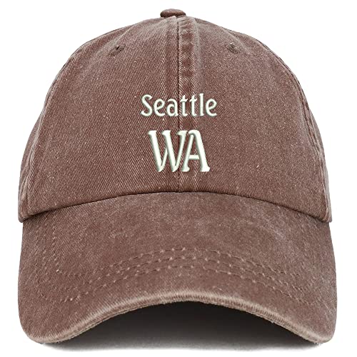 Trendy Apparel Shop Seattle WA Embroidered Pigment Dyed Washed Baseball Cap - Chocolate