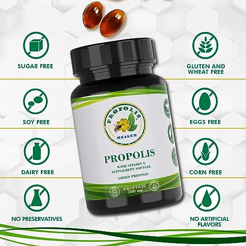 Própolis verde em cápsulas - Própolis verde com vitamina E - 25% extrato seco 1000mg dose - Proteja