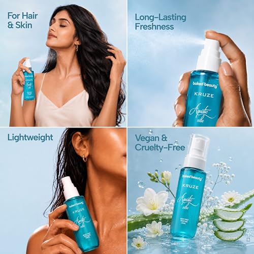Image of BAKED BEAUTY Kruze Aquatic Vibe Body Mist |Refreshing Long Lasting Fresh Fragrance | Travel-Friendly Perfume Body Spray for Women- 60ml