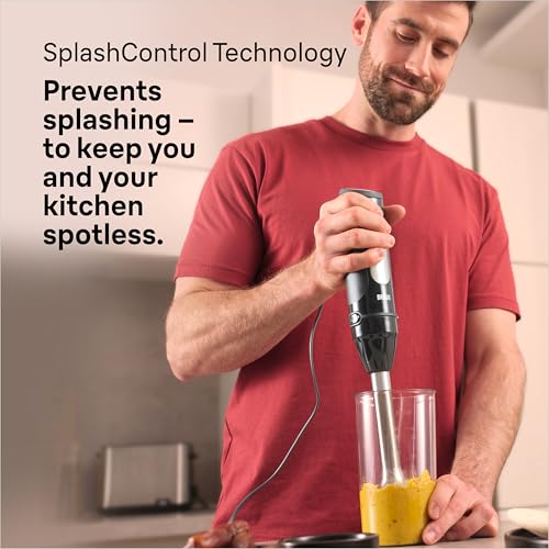 Image of Braun MultiQuick 5, Powerful 1000W Hand Blender, Patented PowerBell Technology, Made in Europe, Guranteed Splash-Proof, Speed + Turbo, All-in-1: Blender, Grinder, Chopper & Whisker (MQ55236 Black)