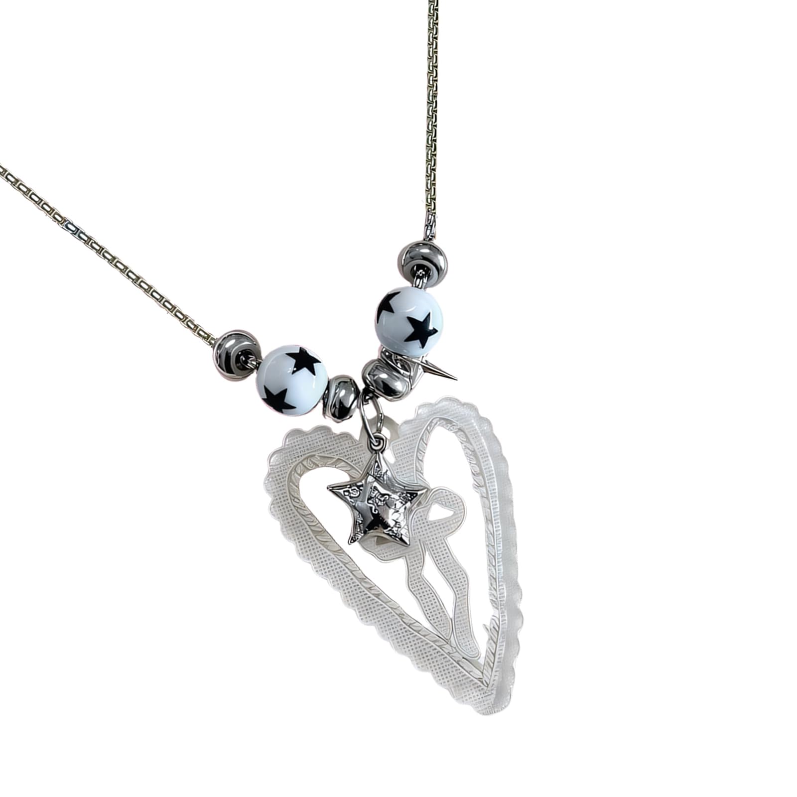 Collier nœud papillon acrylique chaîne délicate et pendentif cœur mode - 7