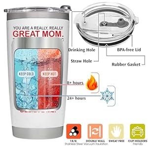 Mothers Day Gifts for Mom from Daughter, Son, Kids - Ideas for Mother's Day, Birthday, Christmas - Present for Mom 20oz Tumbler, Stainless Steel, Double Wall Insulated, Keeps Drinks Hot or Cold, White Mothers Day Gifts for Mom from Daughter Son Kids Ideas for Mothers Day Birthday Christmas Present for Mom 20oz Tumbler Stainless Steel Double Wall Insulated Keeps Drinks Hot or Cold White