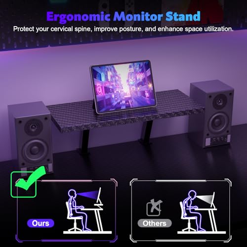 Devoko L Shaped Gaming Desk Corner Gaming Desks 120x120x75cm Computer Gaming Desk Large PC Writing Table for Home and Office,Carbon Fibre Black - Image 5
