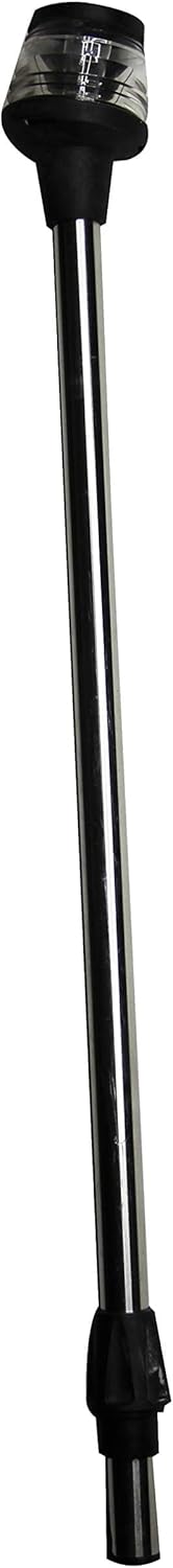 Pactrade Marine S.S 24" All-Round 360 degree Stern Navigation Anchor light Pole Light w/Collar with 2-Prong Base Socket Standard pole for Pontoon, Fishing, Boat, Kayak