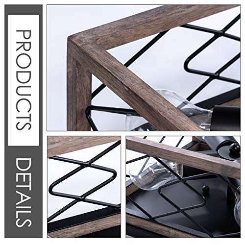 Viluxy Farmhouse Rectangle Flush Mount Ceiling Light Fixture With Wood Shade For Living Room, Hallway, Entryway, Passway, Dining Room, Bedroom, Balcony 4-Light #TOP2