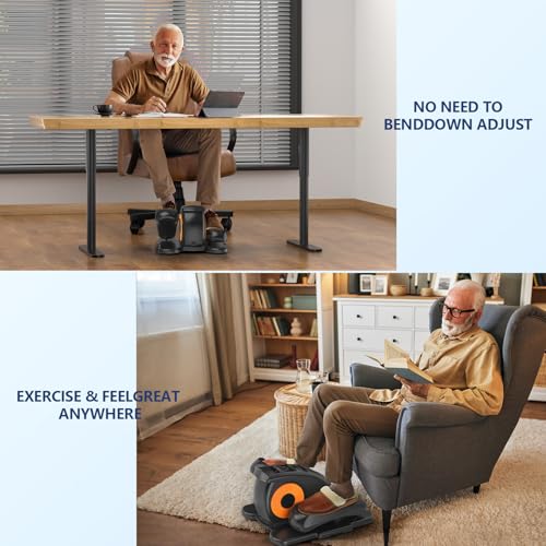 Under Desk Elliptical Machine for Senior Mini Elliptical Leg Exerciser with Remote Control Portable Electric Seated Foot Pedal Exerciser for Home Office