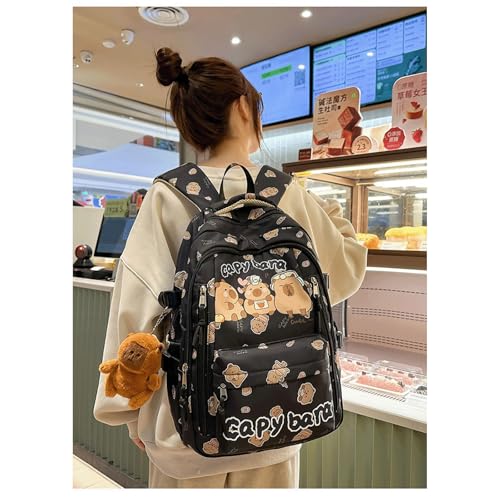 Capybara Backpack Nylon Funny Large Capibara Bag Kawaii Capivara Cute Kapibara Bag Capy Bara Cappy Barra Daypack (Pink)2