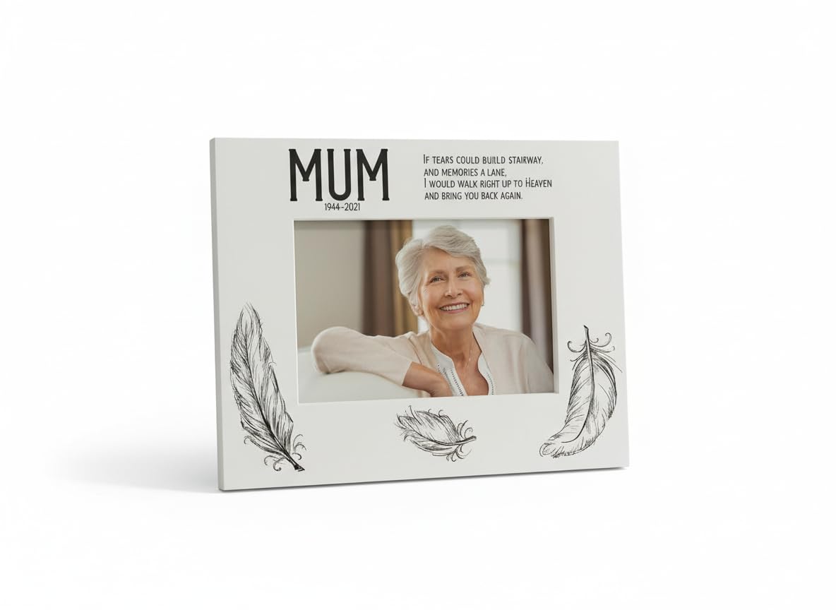 Ukgiftstoreonline White Mum Remembrance Memorial Photo Frame Wood Finish Landscape