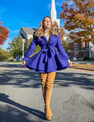 Zeagoo Women Pea Coats Swing Wool Trench Coat Dressy Jackets Winter Long Overcoat With Belt #TOP1