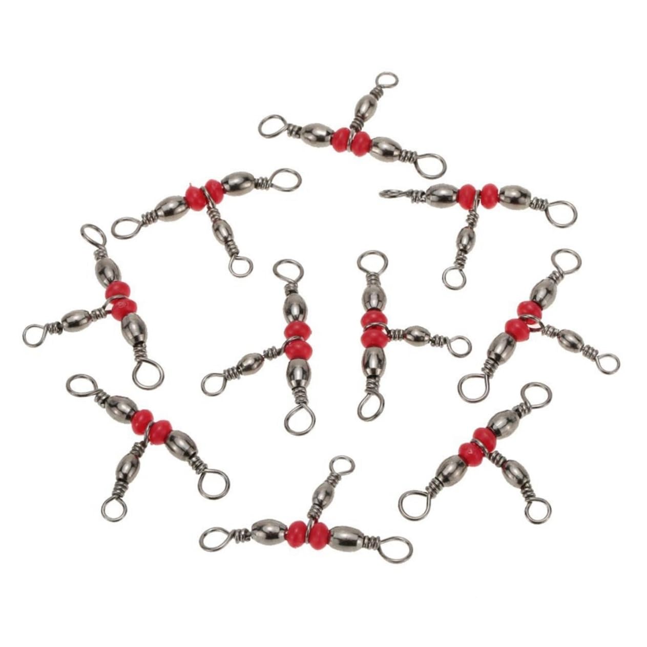 Sosoport 300 Piezas giratorios de Pesca Accesorios de Pesca Accesorios Pesca giratorios triples de Pesca Conector Giratorio de Pesca Estilo japones Girar Pescar Equipo de Pesca Rojo