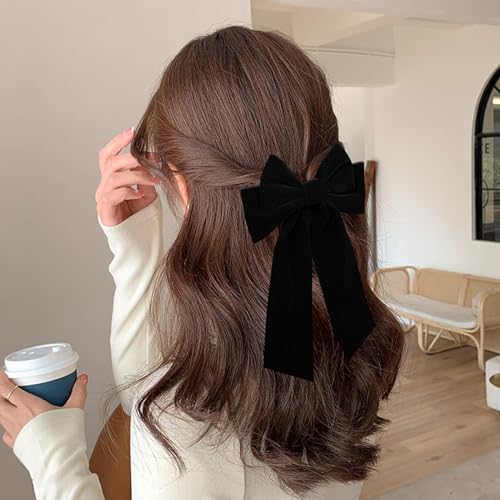 BVIIE-Hair-Bows-for-Women-Girl-2-Count-Handmade-7-Soft-Velvet-Bow-Hair-Clips-French-Style-Hair-Accessories-Back-to-School-Wedding-Prom-Black-and-Red