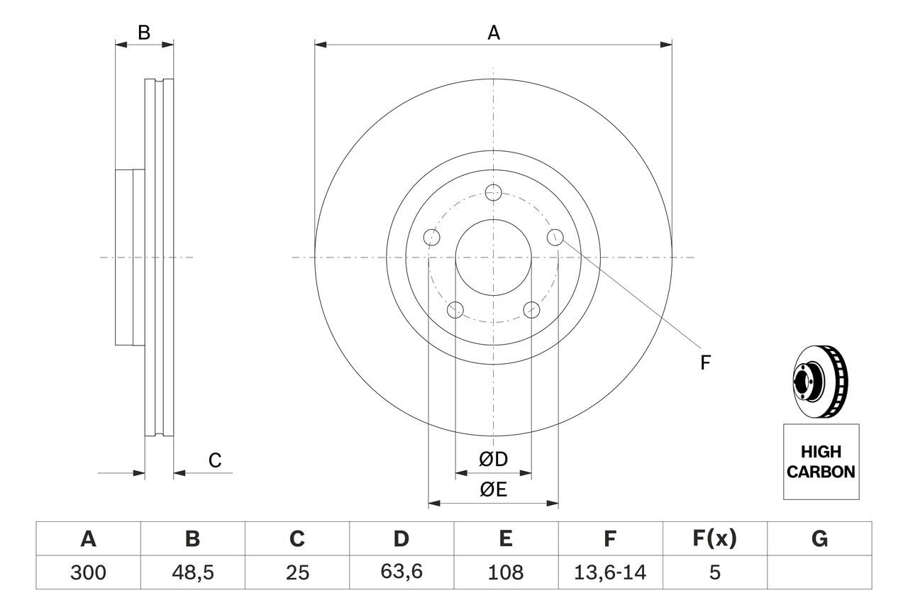 Bosch BD1050 Dischi freno, 1 set di 2 dischi