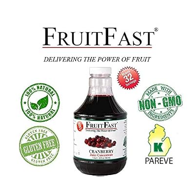 FruitFast Cranberry Juice Concentrate - (32 FL OZ) Unsweetened, 50 Brix Pure Concentrated Extract - 100% Cranberry, No Additives or Fillers