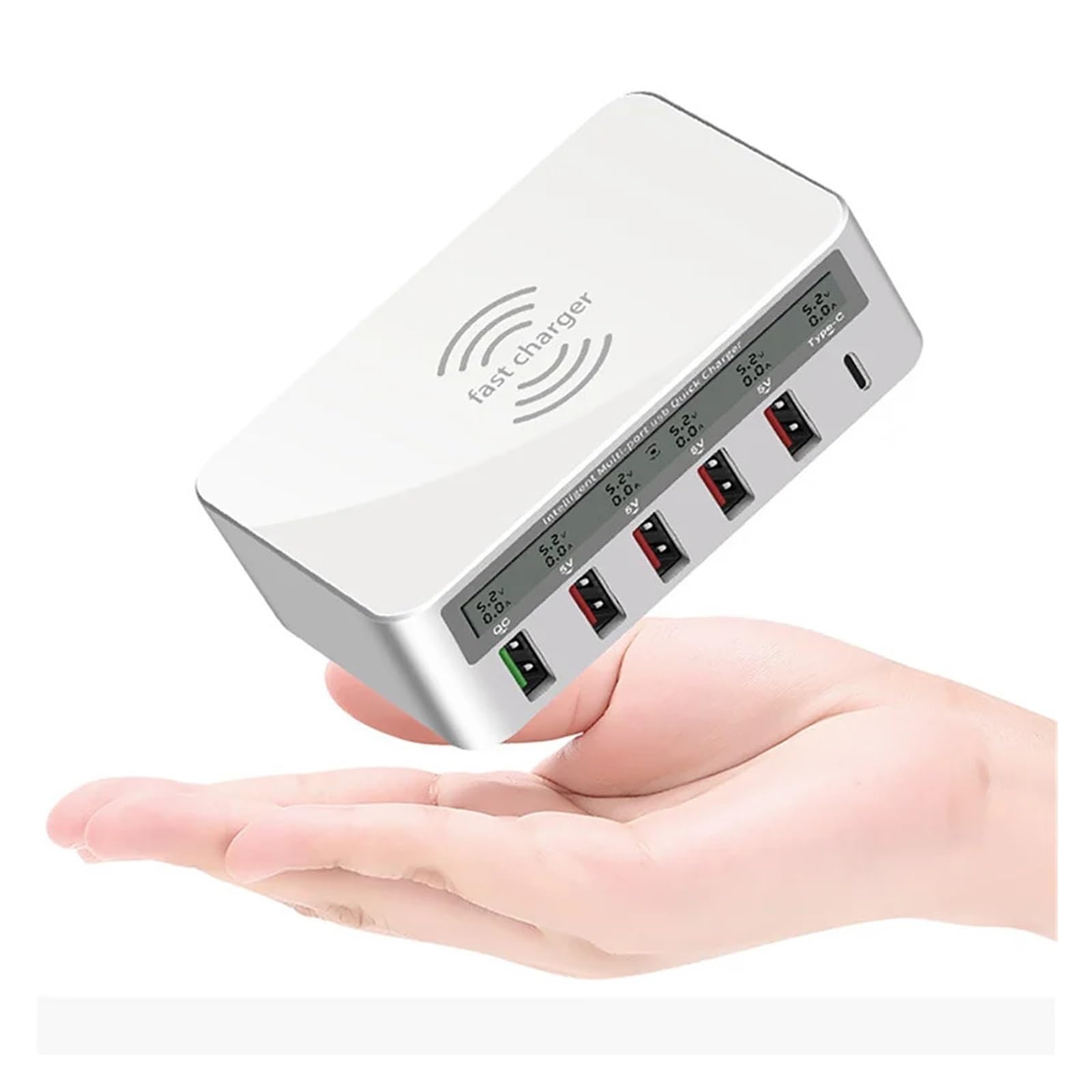 40W 6-portowa Ładowarka USB C Bezprzewodowa QC3.0 Szybka PD Stacja Szybkiego Ładowania MożLiwość Szybkiego łAdowania(Black Color)