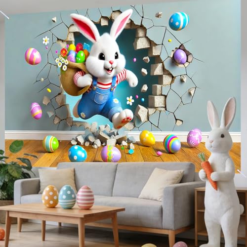 Image of Nuxovilar Easter Wall Banner 43x70.86 Polyester | Easter Banner, Party Poster, Wall Sign, Spring Backdrop. Suitable for Indoor, Room, Event. (Bunny Egg)