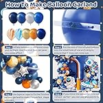 Ouddy Party 139Pcs Outer Space Party Decorations Balloon Garland Kit, Space Birthday Party Supplies UFO Astronaut Themed Navy Blue Silver Foil Latex Balloons for Boys Kids - Image 3