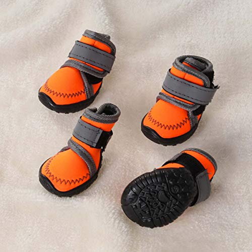 ibasenice 4 unidades de sapatos impermeáveis ??para cães e botas antiderrapantes com sola macia tama
