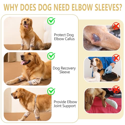 Image of Dog Elbow Protector for Front Leg Calluses, Doggy Joint Recovery Sleeve for Prevent Licking, Adjustable Dog Elbow Pads Leg Wound Care, Pet Knee Brace Protector for Canine Sprain Arthritis, Cartoon,L