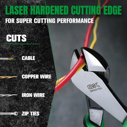 SK 5-Piece Pliers Set, 8" Long Nose, 9.5" Linesman, 8" Slip Joint, 8" Diagonal, and 10" Groove Joint, with EVA Foam Tool Organizer