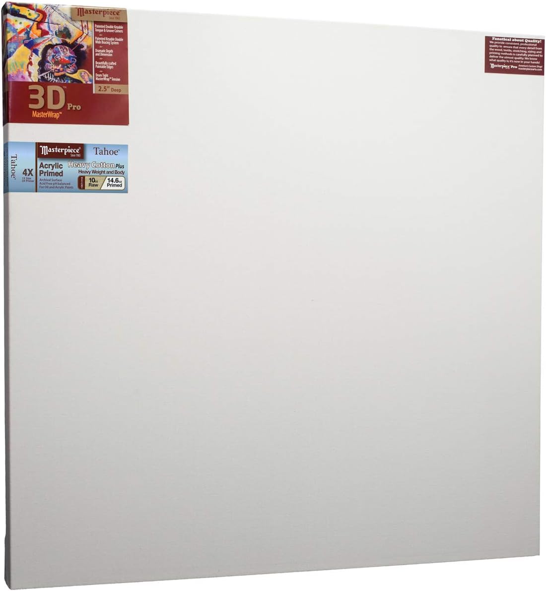 MASTERPIECE 45560 3D Pro 2.5" Deep Tahoe Heavy Plus 14.6 oz Cotton Stretched Canvas 30" x 30"