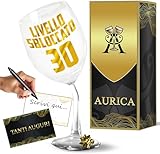 Aurìca Calice Vino Personalizzato LIVELLO SBLOCCATO 30 – Sorprendi Chi Compie 30 Anni Con Un Bicchiere Piegato Dal Look Fuori Dagli Schemi! Idea Regalo Simpatica Con Confezione Regalo Inclusa