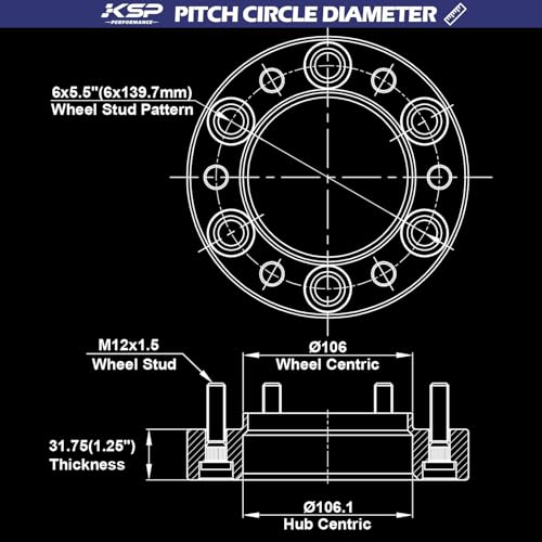 Image of KSP 1.25 inch Wheel Spacers for Tacoma 4Runner 1996-2023, 6x5.5 Wide Spacer