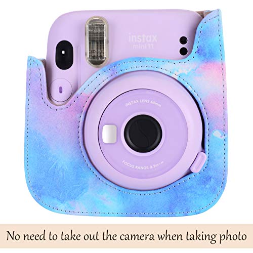 Tiessic Instant Mini 11 Case Compatible With Fujifilm Instax Mini 11 Camera With Shoulder Strap And Pocket - Blue Magic #TOP2