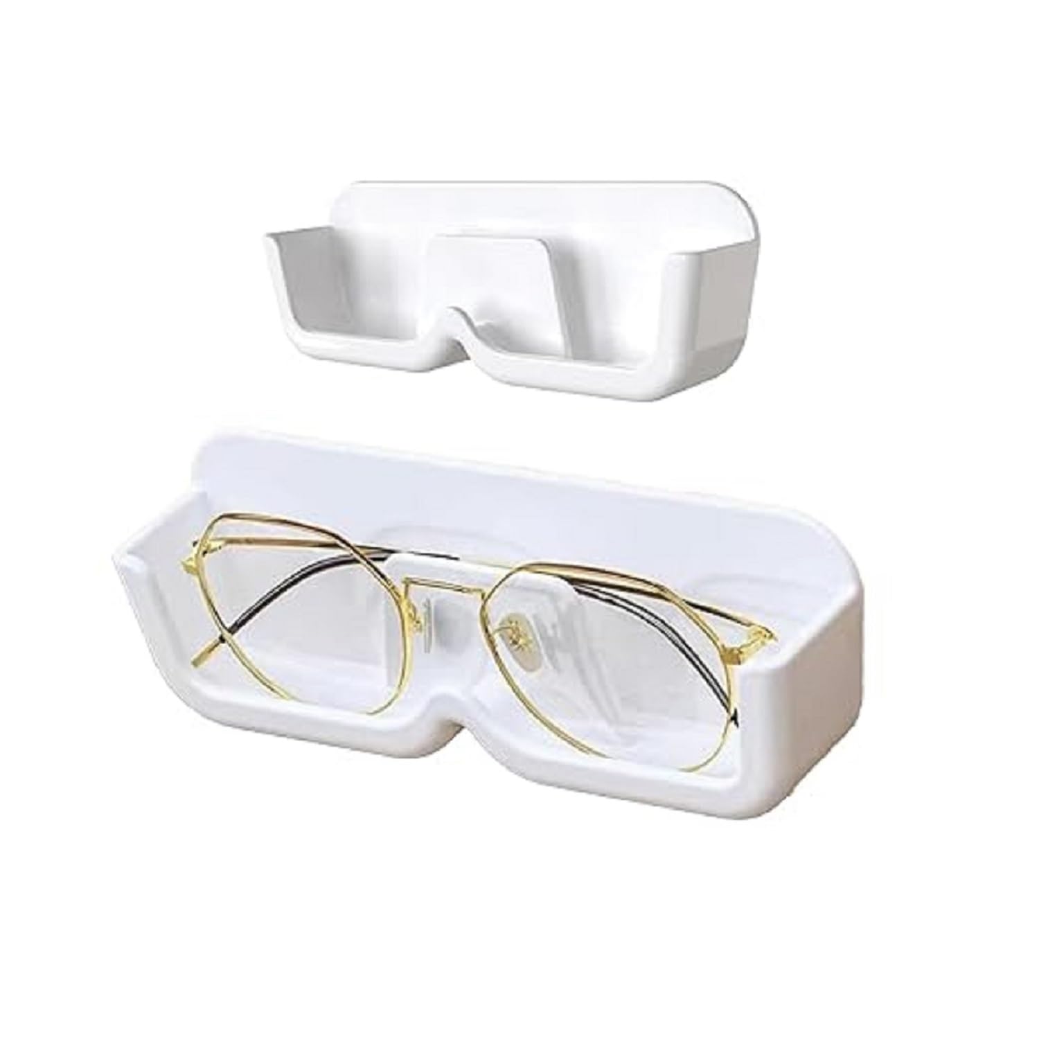 PACK of 2 Plastic Specs Holder Wall Mounted | Sunglasses Display Case with Adhesive Sticker | No-Drill Display Stand | Specs Stand Space Saving Organizer | Sunglasses Organizer