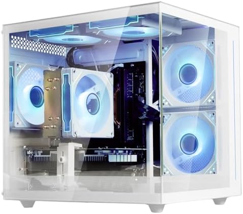 suevery Prebuilt Gaming PC Desktop Computer White | Ryzen 5 5500 Up 4.2 GHz 6cores 12threads 16G DDR4 RAM 512G SSD Gamer Home 4K Pro