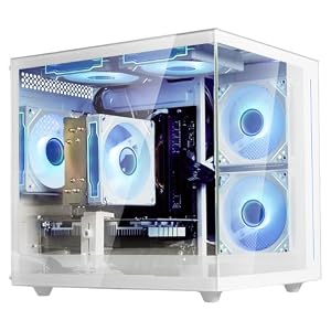 suevery Desktop Computer Prebuilt Gaming PC White | Ryzen 5 5500 Up 4.2 G 6...