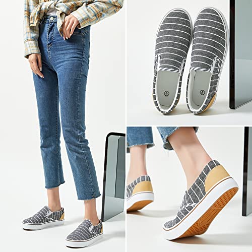 Image of Women's Canvas Slip On Sneakers Non Slip Loafers | low top non slip on walking breathable casual comfortable fashion tennis