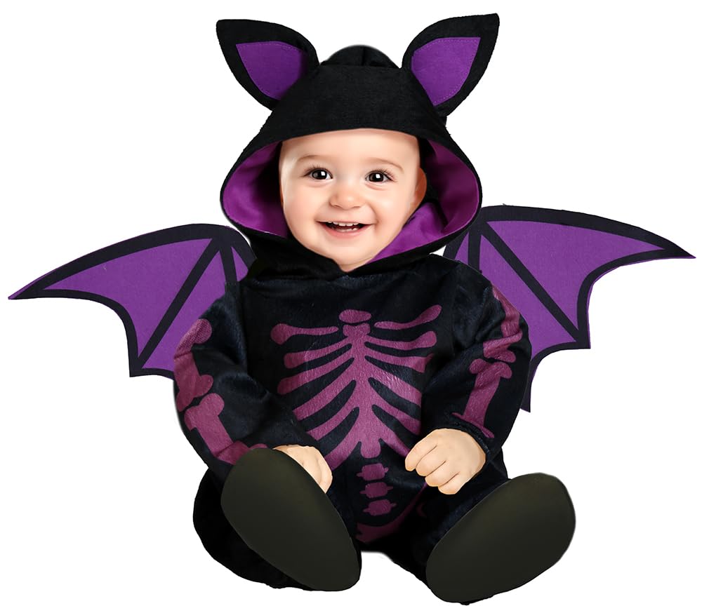 FIESTAS GUIRCA Cute Purple Bat Baby Fancy Dress Costume - Toddler Costume Including Bat Onesie with Wings - Baby Boys Age 18-24 Months - Image 2