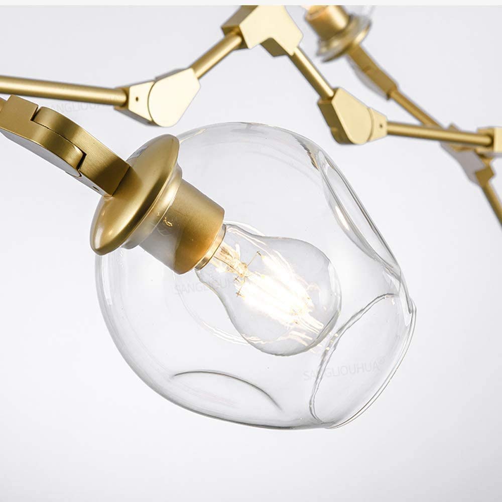 Lampadario Moderno Sputnik con Sfera di Vetro Nordico, Lampada a Sospensione Industriale in Metallo a 7 luci E27 Lampada a Sospensione con Ramo Regolabile, lampade da soffitto per Sala da Pranzo,
