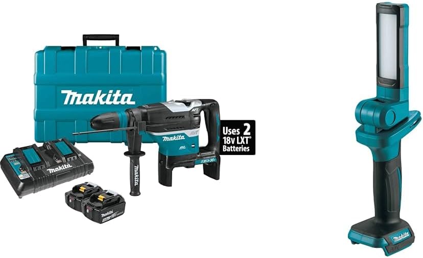 Makita XRH07PTUN 36V (18V X2) LXT Brushless 1-9/16" SDS-MAX Advanced AVT Rotary Hammer Kit, AFT, AWS (5.0Ah) with bonus 18V LXT Lithium-Ion Cordless 18 L.E.D. Flashlight