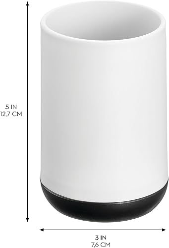 Miniatura 9 de iDesign - Soporte para cepillos de dientes normales, cepillos giratorios y pasta de dientes The Cade Collection, 3 x 3 x 4.5 pulgadas, blancogris