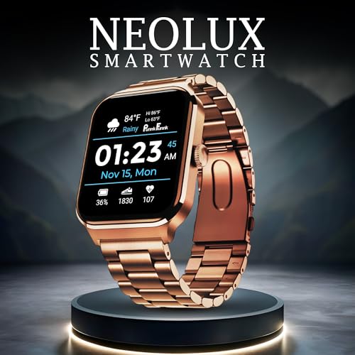 Image of PunnkFunnk NeoLux 1.96 inch HD Display Smartwatch for Men & Women 2025 with 110+ Sports Modes, Heart Rate, Sleep Monitor, IP68 Waterproof, Answer /Make Calls for Android & iOS(Metal Gold)