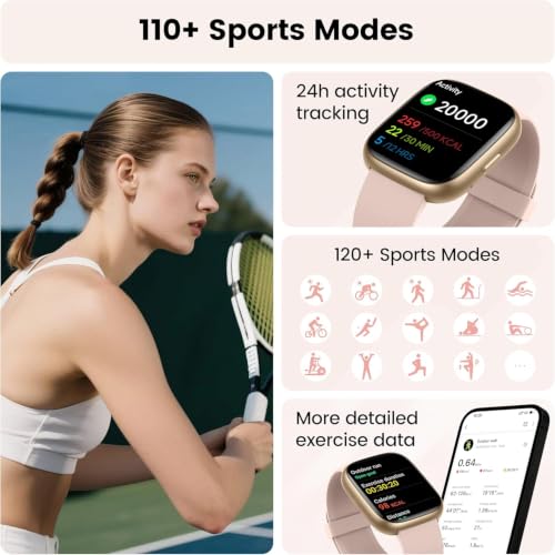 Smartwatch Damen Herren, 1.83" HD Fitnessuhr mit Alexa/Telefonfunktion – Ansicht 3