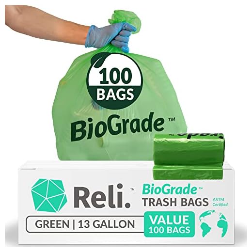 Reli. Biodegradable 13 Gallon Trash Bags | 100 Count | ASTM D6954 | Green | Eco-Friendly | Oxobiodegradable Under Certain Conditions (See Product Description)