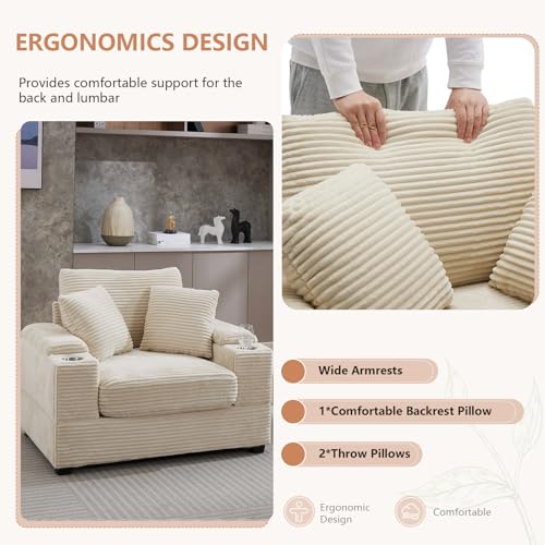 Sillón Plegable Beige Corduroy miniatura 6