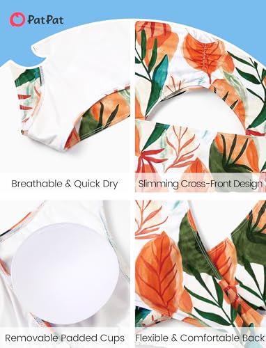 Image of PATPAT Family Matching Swimsuits Swimwear: Mommy and Me Striped Spliced One-Piece Matching Swimsuits Set