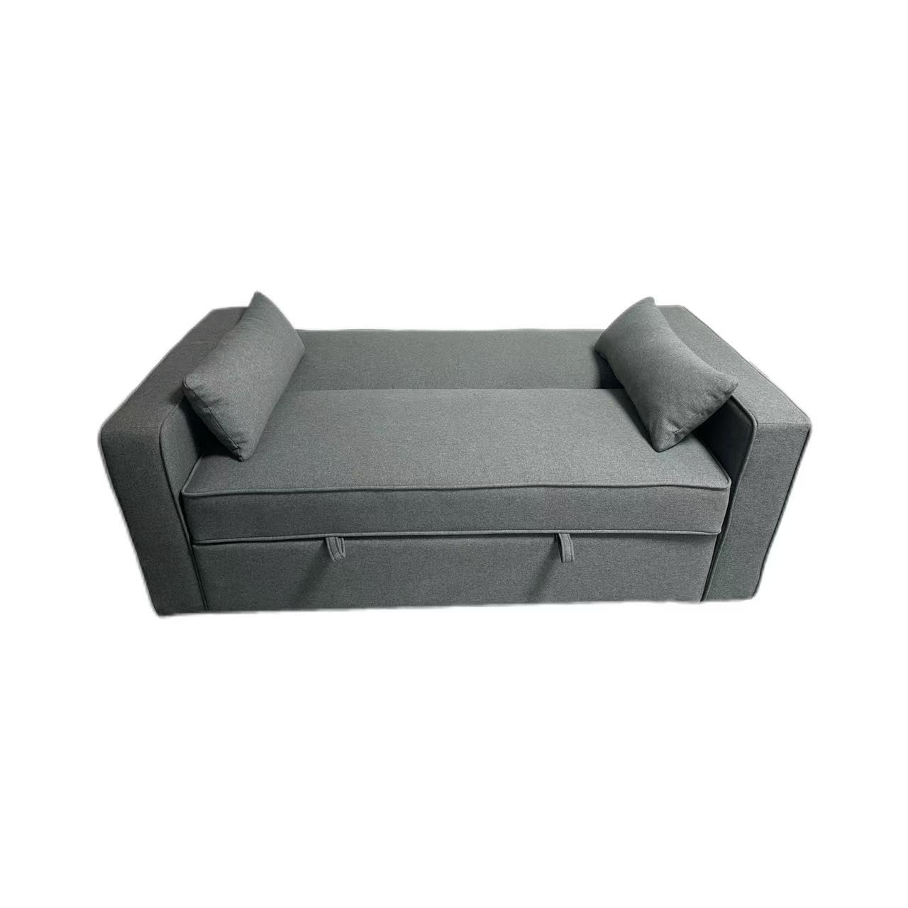 MUEBLIX.COM - Sofa Cama Almajano 2 Plazas, Sillón Cama, Cama Sofa, con Camas Extraíbles, Tejido Tela Antimanchas, Estructura Metálica y Madera, de Diseño, Color Gris