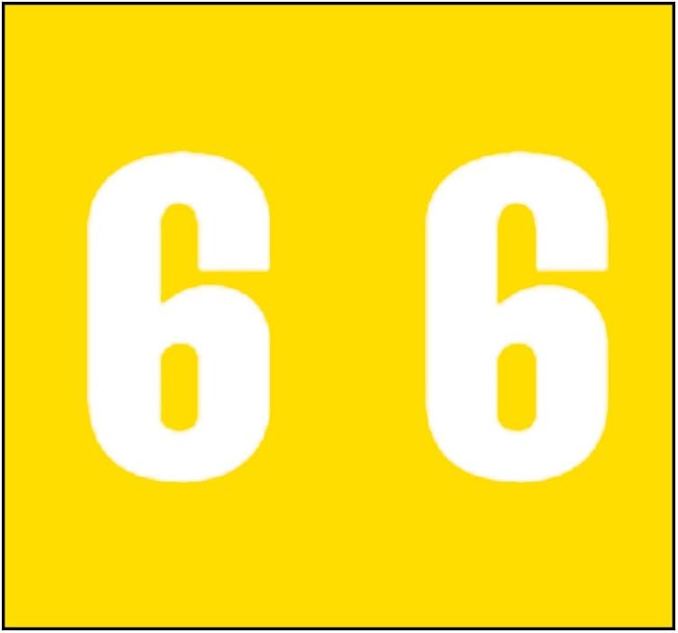 AMES COMPATIBLE 59742375 Color Code Numeric"6" Label, 1-7/8" x 1-7/8", Yellow Mylar Permanent (Pack of 500)