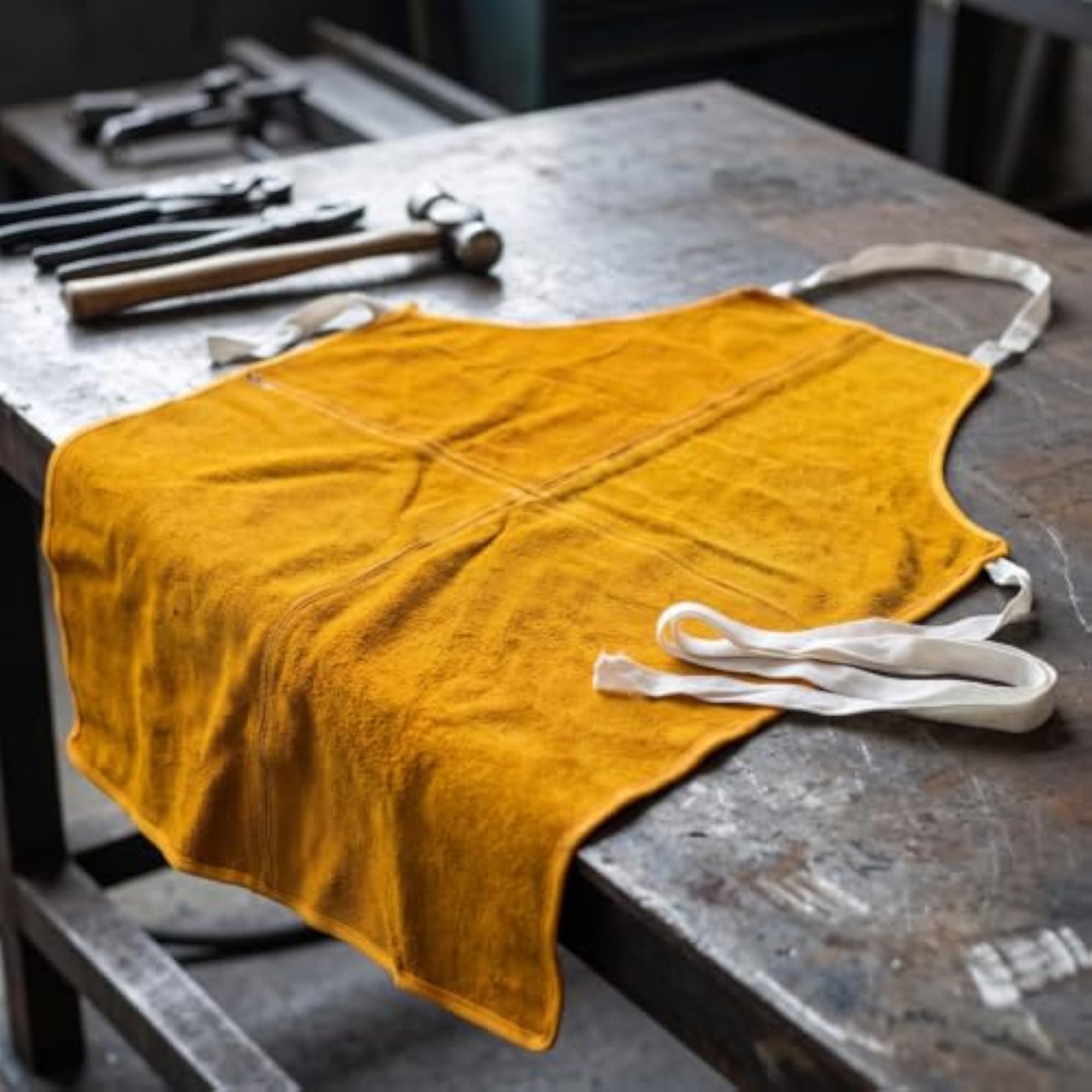 Heat-Resistant Leather Fabrication Apron, Heavy-Duty