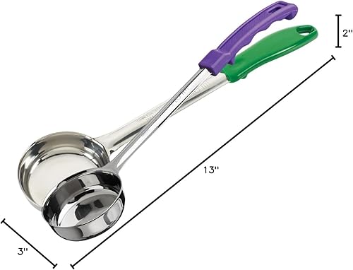 Miniatura 6 de Porcionador de alimentos sólidos  4 onzas  Medio  Acero inoxidable  Paquete de 2  Mango verde y mango morado